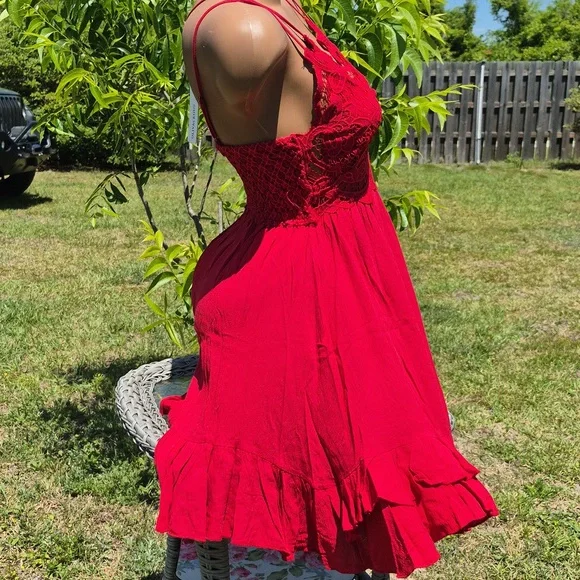 `ღ´- ♥ -`ღ´ Stunning Red Lace Front Dress `ღ´- ♥ -`ღ´ - Picture 6 of 17